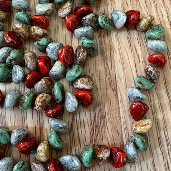 VINTAGE MULTICOLOR JASPER, AFRICAN TURQUOISE RED CORAL SMALL NUGGET 31" NECKLACE - Picture 4 of 10
